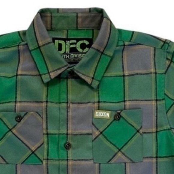 DIXXON Flannel Shirt DFC Green Gray & Yellow Plaid The Auld Pub pattern. Large - Picture 3 of 8